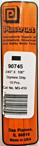 Plastruct 90745 MS-410 Styrene Rectanger Strip .040 x .100 x 10" (10) pcs