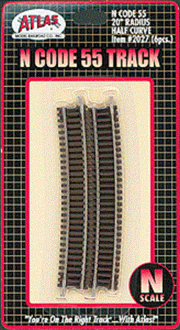 N Scale Atlas 2027 Code 55 20" Radius Half Curve 6 pcs
