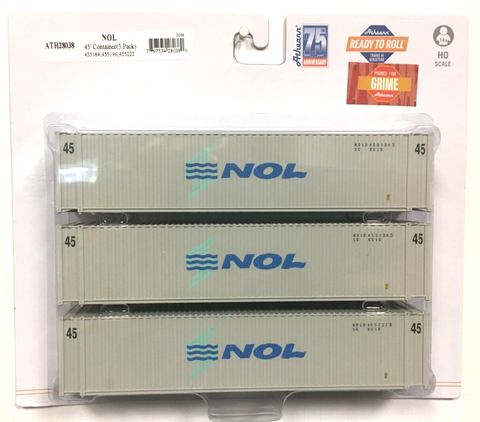 HO Scale Athearn 28038 45' Corrugated Container NOL Set #1 (3) pcs