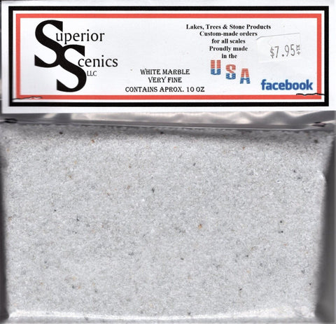 HO Scale Superior Scenics White Marble Very Fine Ballast 10 oz Bag