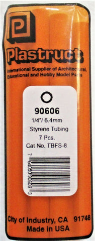 Plastruct 90606 TBFS-8 Styrene Round Tubing 1/4 x 15" Long (7) pcs