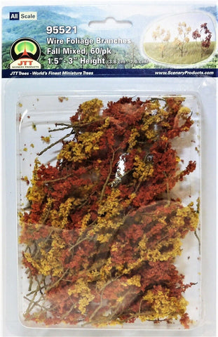 ALL Scale JTT Miniature Tree 95521 Mixed Fall Wire Foliage Branches 1-1/2 to 3" 60 pcs