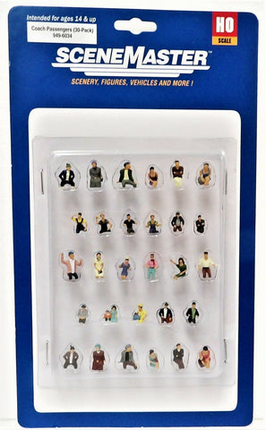 HO Scale Walthers SceneMaster 949-6034 Seated Coach Passenger Figures pkg (30)
