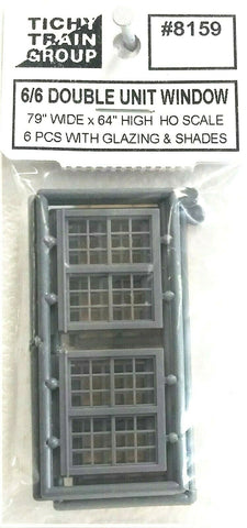 HO Scale Tichy Train Group 8159 Two 6/6 Double Hung Single Unit Window pkg (6)