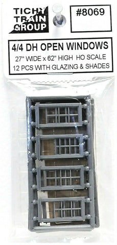 HO Scale Tichy Train Group 8069 4/4 w/Open Lower Sash Double Hung Windows pkg(8)