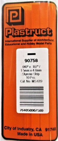 Plastruct 90758 MS-619 Styrene Rectangle Strip .060 x.187 (10) pcs