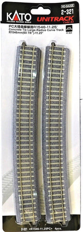 HO Kato Unitrack 2-321 60-7/8" Large-Radius Curve Track w/Concrete Ties pkg (4)