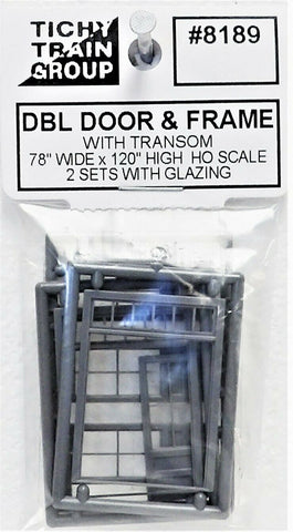 HO Scale Tichy Train Group 8189 4-Lite Double Door w/Frame & 6-Lite Transom pkg (2)