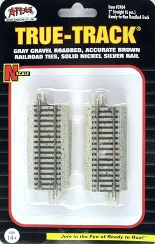 N Scale Atlas True Track 2404 Code 65 2" Straight Track pkg (6)