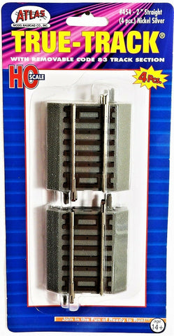 HO Scale Atlas 454 True-Track Code 83 2" Straight Section pkg (4)