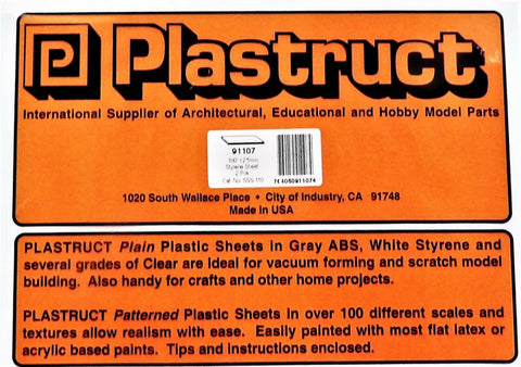 Plastruct 91107 SSS-110 White Styrene Sheet 7 x 12" .100" pkg (2)