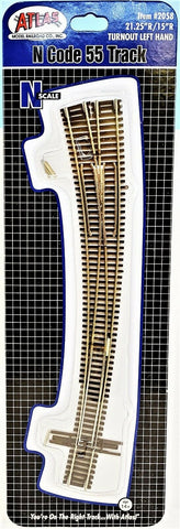 N Scale Atlas 2058 Code 55 Left Hand Curved Turnout 21-1/4" / 15" Radius