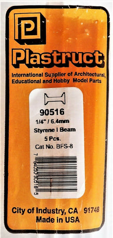 Plastruct 90516 BFS-8 Styrene Structural Shapes I-Beams 1/4 x 24" Long pkg (5)