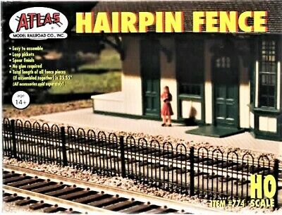 HO Scale Atlas 774 Hairpin Style Fence 35-1/2" 90.2cm