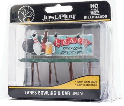 HO Scale Woodland Scenics JP5796 Lanes Bowling Alley & Bar Lighted Billboard