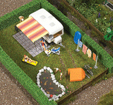 HO Scale Busch 6023 Camping/RV Trailer Scene Set