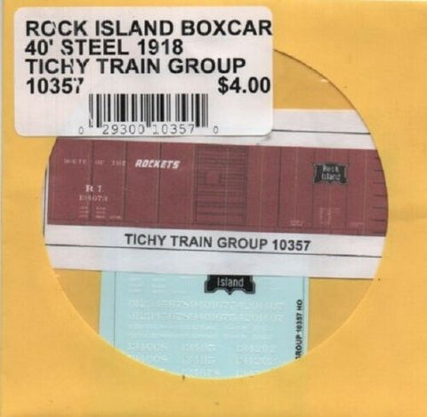 HO Scale Tichy Train Group 10357 Rock Island 40' Steel Boxcar Decal Set