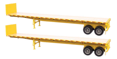 HO Scale Walthers SceneMaster 949-2702 Yellow 40' Flatbed Trailer 2-Pack