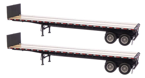 HO Scale Walthers SceneMaster 949-2703 Black 40' Flatbed Trailer 2-Pack