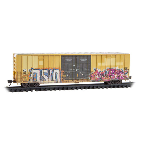 N Scale Micro Trains 12344150 Weathered Kansas City Southern/ex-TTX KCS 112499 60' Double Door High-Cube Boxcar