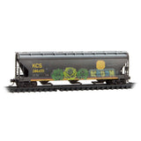 N Scale Micro Trains  983 05 097 Weathered Kansas City Southern KCS 3-Bay Covered Hopper 3-Pack