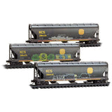 N Scale Micro Trains  983 05 097 Weathered Kansas City Southern KCS 3-Bay Covered Hopper 3-Pack