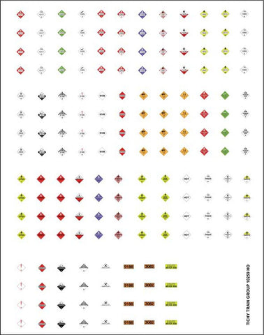 HO Scale Tichy Train 10259 Hazard/Hazmat Waring Placards (170) Decal Set