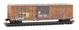 N Scale Micro Trains 025 44 43 Weathered Montana Rail Link #21408 Ex-Railbox 50' Rib-Side Single-Door Boxcar