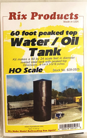 HO Scale Rix Products 628-0505 60' Peaked Top Water/Oil Tank Kit