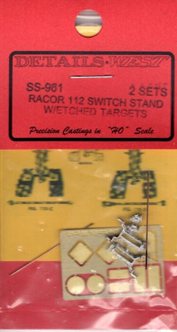 HO Scale Details West SS-961 Racor 112 Switch Stand w/Etched Targets 2 Sets