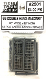 N Scale Tichy Train Group 2501 Double Hung 6/6 Masonry 60" x 96" Window (12) pcs
