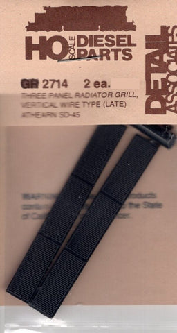 HO Scale Detail Associates 2714 Three Panel Radiator Grill, Vertical Wire Type