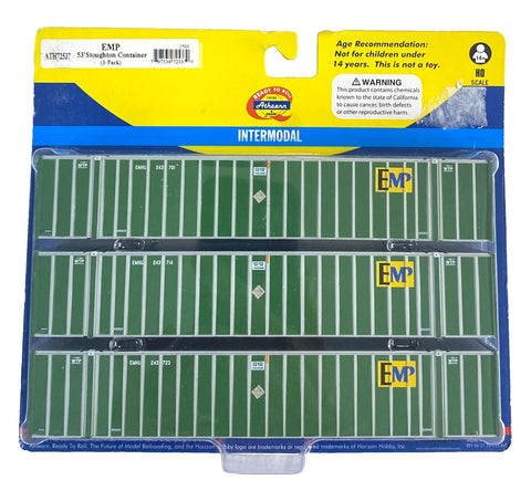 HO Scale Athearn 72537 EMP Green 53' Stoughton Container (3) pcs
