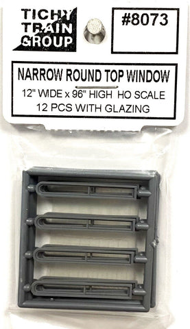 HO Scale Tichy Train Group 8073 1/1 12" x 96" Round Top Narrow Window pkg (12)