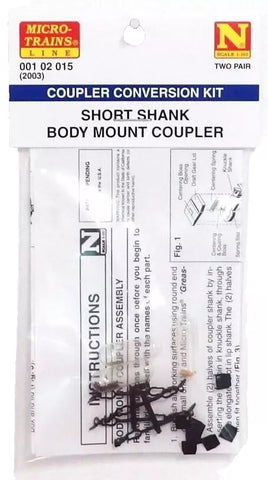 N Scale Micro Trains 102015 Unassembled Body Mount Short Shank Coupler 2 pr
