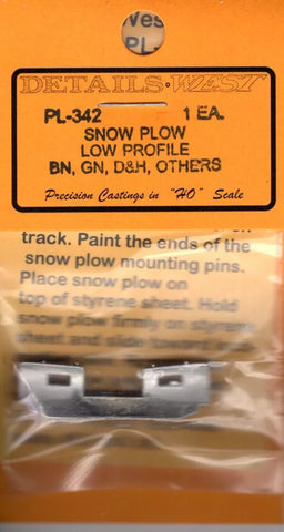 HO Scale Details West PL-342 1 Ea. Snow Plow Low Profile BN, GN, D&H, Others