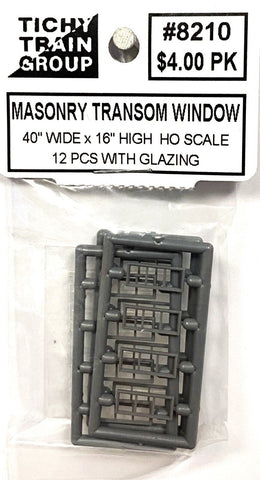 HO Scale Tichy Train Group 8210 3-Pane 40 x 16" Masonry Transom Window pkg (12)