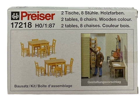 HO Scale Preiser Kg 17218 Table & Chairs Kit (10) pcs