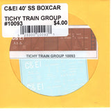 HO Scale Tichy Train 10093 C&EI 40' SS Boxcar Decal Set