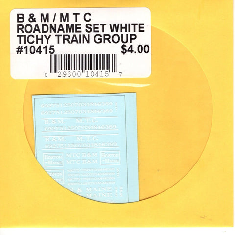 HO Scale Tichy Train 10415 Boston & Maine / MTC Roadname Set White Decal Set
