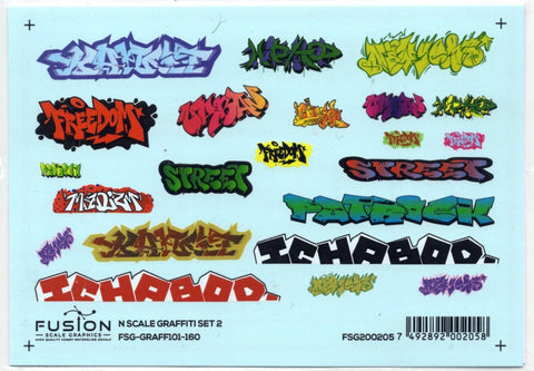 N Scale Fusion Graphics 101-160 Graffiti Decal Set #2