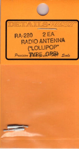 HO Scale Details West RA-280 2 Ea. Radio Antenna "Lollipop" Type GPS