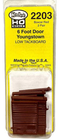 HO Scale Kadee 2203 6' Youngstown Boxcar Red Doors Low Tack Board (2) pr