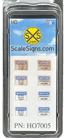 HO Scale ScaleSigns.com 7005 Do Not Block Door & Drinking Water Sign (8) pcs