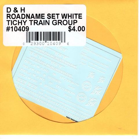 HO Scale Tichy Train 10409 D&H Roadname Set White Decal Set