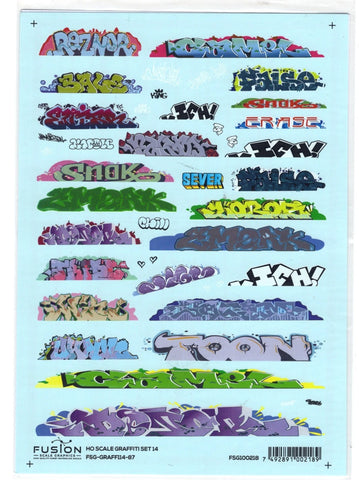 HO Scale Fusion Graphics 114-87 Graffiti Decal Set #14