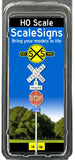 HO Scale ScaleSigns.com 240902 Crossbuck + 2 Tracks + Stop Sign + ID Sign