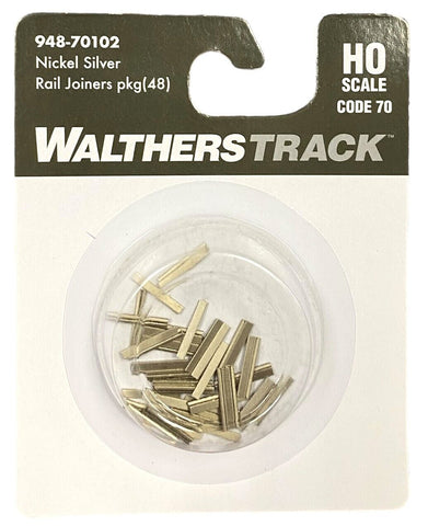 HO Scale Walthers 948-70102 Code 70 Nickel-Silver Rail Joiners pkg (48)