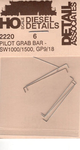 HO Scale Detail Associates 2220 Pilot Grab Bar SW1000/1500, GP9/18 6 pkg