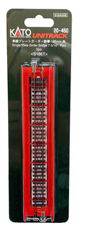 N Scale Kato Unitrack 20-450 Red Single-Plate Girder Bridge - 7-5/16" 186mm